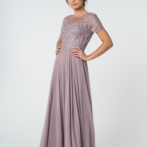 Illusion Neck Long Prom Dress GSGL2813
